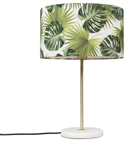 Lampada da tavolo moderna in ottone con paralume a foglia 35 cm - Kaso