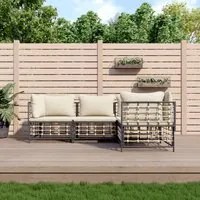 Set Divani da Giardino 4 pz con Cuscini Antracite in Polyrattan 3186746