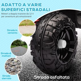 Quad Elettrico per Bambini 12V con 2 Motori Sospensioni Fari LED MP3 Bianco...