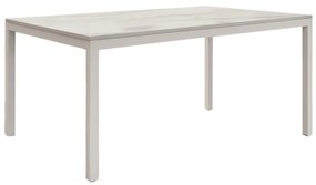 Tavolo TROPEA in legno, finitura marmo statuario e metallo verniciato bianco, allungabile 110&#215;70 cm &#8211; 160&#215;70 cm