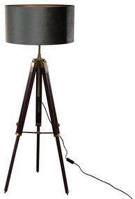 Vloerlamp messing tripod met velours kap groen 50cm - Cortin