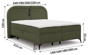 Letto boxspring verde con contenitore 160x200 cm Ornes – Ropez