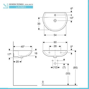 Lavabo con colonna 60 cm Geberit in ceramica lucida Colibrì