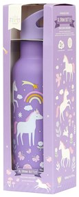 A Little Lovely Company - borraccia in acciaio inox, 500 ml - unicorni e arcobaleno