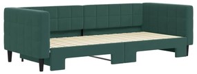 Divano letto con letto estraibile verde scuro 90x200cm velluto