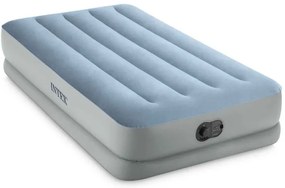 64157 - Materasso Gonfiabile Dura-Beam Mid-Rise Comfort Singolo, con Pompa usb, pvc, Grigio e Azzurro, 99x191x36 cm - Intex