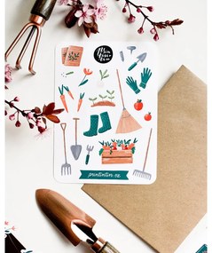 Foglio di adesivi in vinile con motivo Gardener , 10,5 cm x 14,5 cm - Printintin