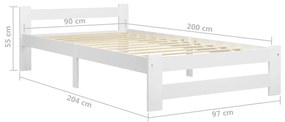 Giroletto Bianco in Legno Massello di Pino 90x200 cm