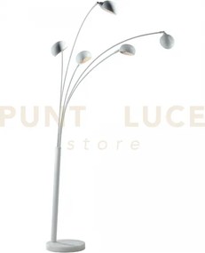 Piantana eracle bianca 5 luci attacco e14 108x35x219cm base in marm...