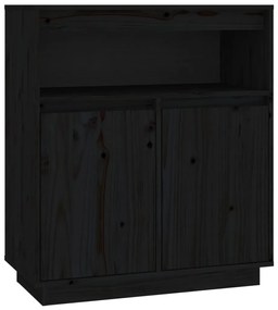 Credenza nera 70x34x80 cm in legno massello di pino