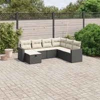 Set Divani da Giardino con Cuscini 7pz Nero Polyrattancod mxl 90511