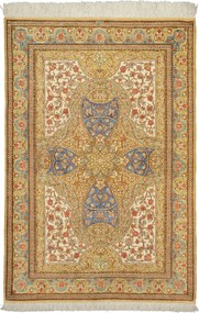 Ghom Tappeto 150 x 100 Beige (Iran) Annodato A Mano