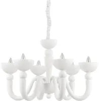 Lampadario Shabby Chic-Provenzale Bon Bon Metallo Bianco 6 Luci