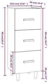 Credenza Rovere Marrone 34,5x34x90 cm in Legno Multistrato