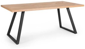 Tavolo DUKAT in legno naturale e gambe in acciaio nero 180 x 90 cm