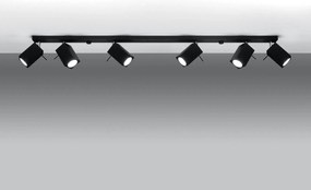 SOLLUX LIGHTING Faretto da soffitto Square, nero a 6 luci lineare