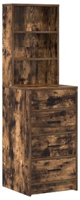 Set da toeletta 2 pezzi con led in legno ingegnerizzato rovere affumicato