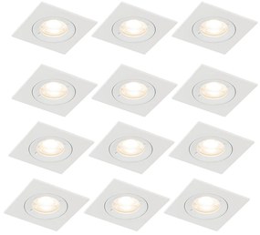 Set di 12 faretti incasso quadrati bianchi GU10 50mm IP44 - Xena