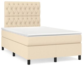 Letto a molle con materasso e led crema 120x190 cm in tessuto