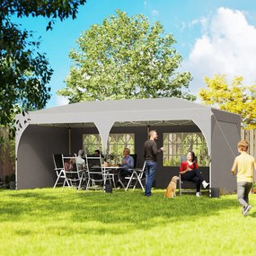 Gazebo Pieghevole 3x6 m con Pareti e Altezza Regolabile Protezione UV 50+ Grigio Chiaro...