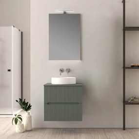 Mobile da bagno verde opaco 60 cm cannettato Palermo