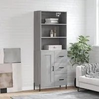 Credenza Grigio Sonoma 69,5x34x180 cm in Legno Multistrato 3190035