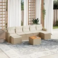 Set Divano da Giardino 8 pz con Cuscini Beige in Polyrattan 3256583