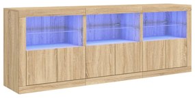 Credenza con luci led rovere sonoma 181,5x37x67 cm