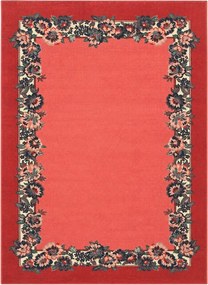 Tappeto Moderno Fashion Rosa Antico con Cornice Floreale 170x225 cm in Dralon Antimacchia
