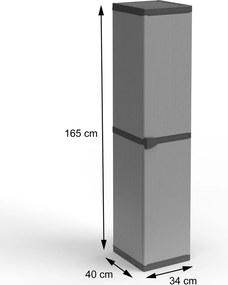 Armadio da Esterno 34x40x165 cm 1 Anta 4 Ripiani in Resina Grigio...