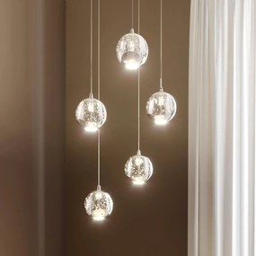 Lampada a sospensione in vetro Hayley Lucande, Chiaro / Trasparente, Soggiorno / Sala da pranzo, Vetro, Moderno, Lampada a sospensione