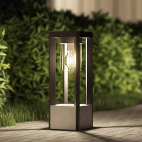 Lucande lampioncino Kalisa, E27, IP44, 42 cm, grigio, metallo