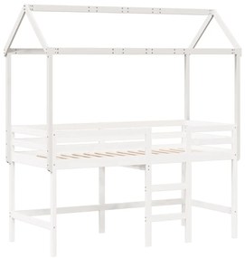 Tetto letto bambini bianco 217x85,5x154 cm legno massello pino