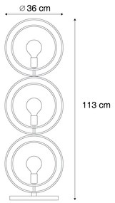 Lampada da terra moderna nera a 3 luci - Indu