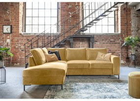 Divano letto angolare in velluto giallo (angolo sinistro) Lofty Lilly - Miuform