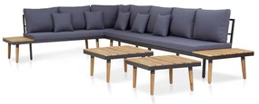 Set divani da giardino 7 posti con cuscini legno acacia marrone