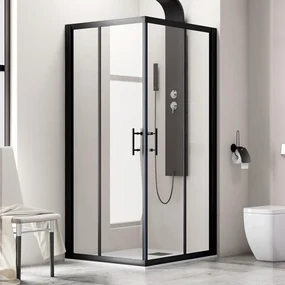 Kamalu - Box doccia 80x150cm finitura nera mat modello KF1000B