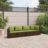 Set Divano da Giardino 4 pz con Cuscini Marrone in Polyrattan 3308462