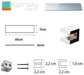 Kamalu - pensile bagno in vetro 60cm vitro-180