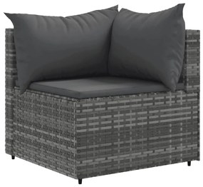 Set divani da giardino 7 pz con cuscini in polyrattan grigio