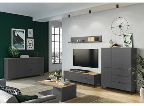 Tavolo TV grigio in rovere 164x47 cm California - Germania