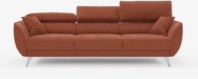 Michelangelo 4 Posti – Divano con 3 sedute estensibili e poggiatesta reclinabili in elegante tessuto vellutino smacchiabile T30