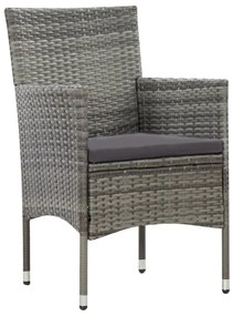 Set Divani da Giardino 4 pz con Cuscini in Polyrattan Grigio