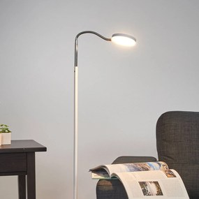 Lampada LED da pavimento Lindby Milow, bianca, altezza 140 cm,