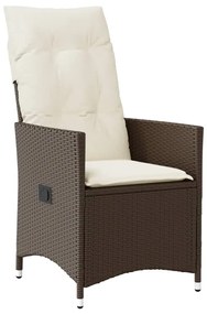 Set da pranzo da giardino 5pz con cuscini in polyrattan marrone