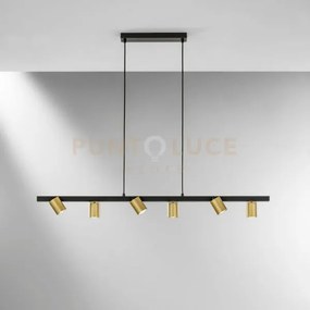Lampadario a sospensione nizza nera e oro 6 luci attacco gu10 110x1...