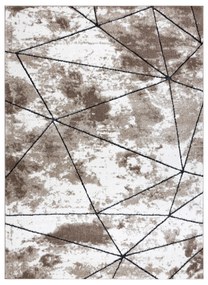 Tappeto moderno COZY Polygons, geometrico, triangoli - Structural due livelli di pile maro