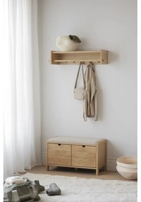 Appendiabiti da parete con ripiano in legno di quercia in colore naturale Hillmond - Rowico