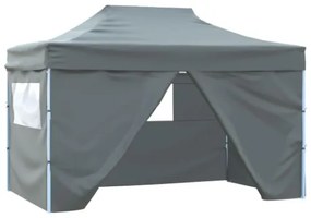 Gazebo Professionale Pieghevole 4 Pareti 3x4m Acciaio Antracite