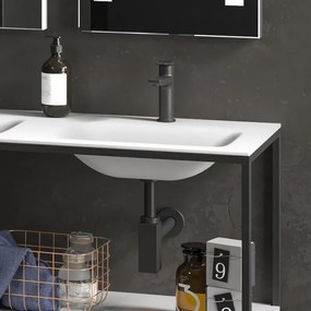 Kamalu - mobile metallico a terra 120 cm con doppio lavabo net-120